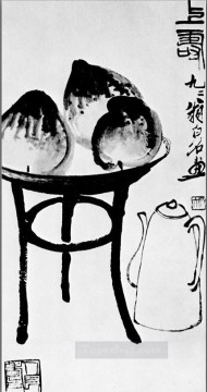  melocotones Lienzo - Qi Baishi melocotones tinta china antigua